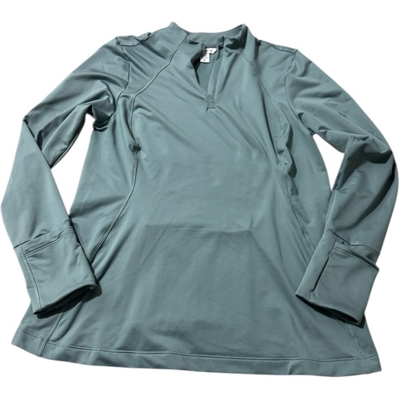 Athleta Whistler Quarter Zip Thumbhole Pullover Women's XL Green Athletic Top - Picture 3 of 9